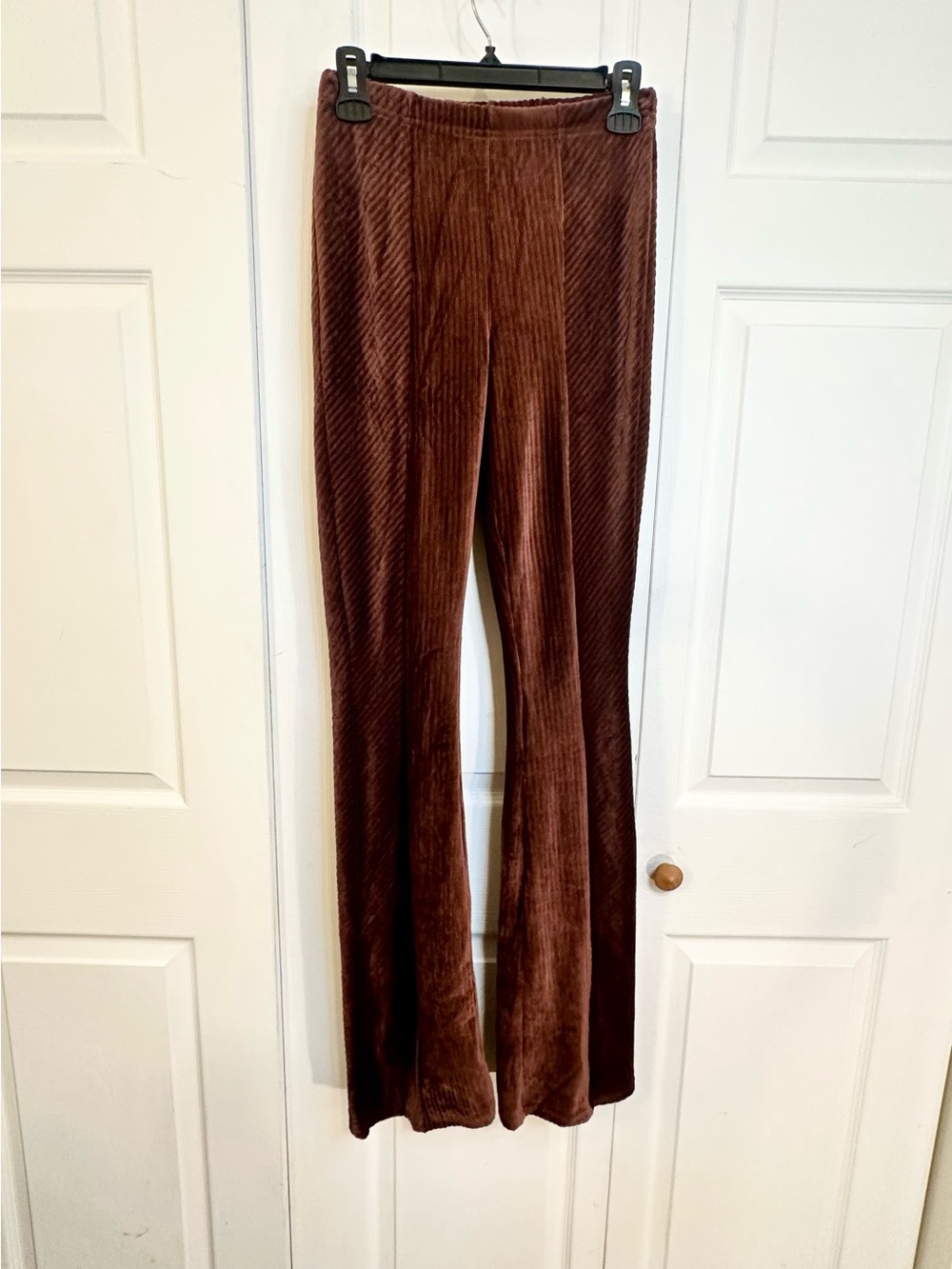 Altar'd State Chocolate Brown Velvet Flare Pants
